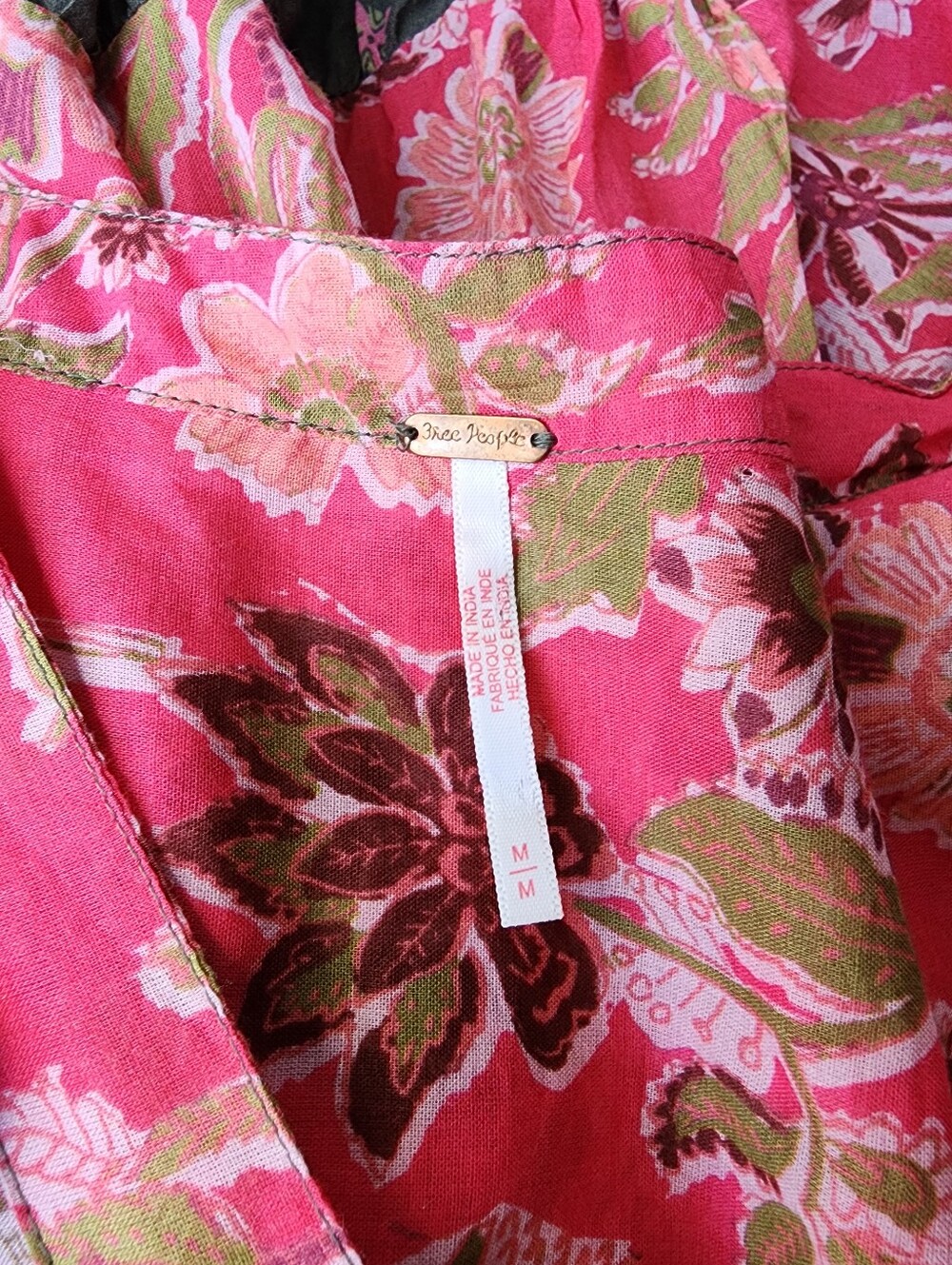 Free People Agnes Printed Mini Dress Size Medium In Pink Combo - Picture 9 of 9